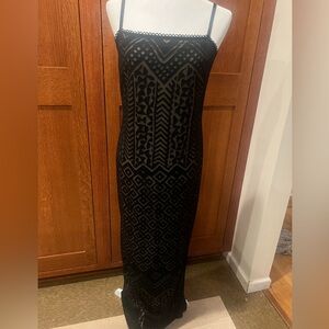 Stunning Vintage 🖤 Georgio Studio Lace Geometric Burnout Black Dress Mermaid🖤